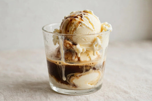 Affogato with vanilla gelato and coffee