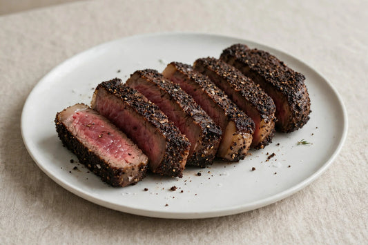 Grilled steak with coffee crust